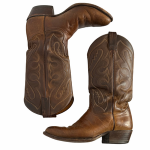 Tony Lama Men's Marco Western Boots Size 8.5 D Cognac Round Toe